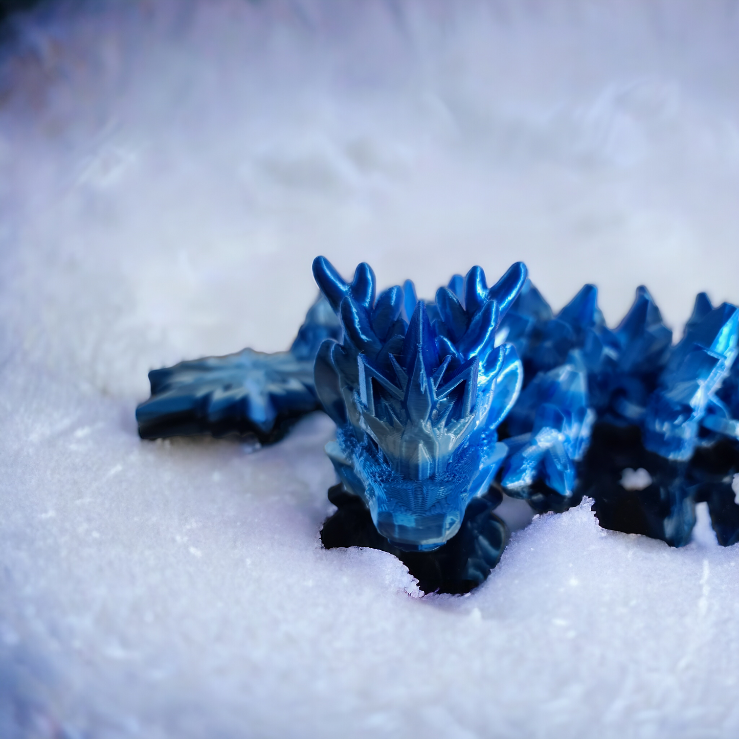 3d print, Winter dragon, Reindeer dragon, snowflake, articulated, birthday, glow in the dark, child toy, holiday gift, gift for her, season