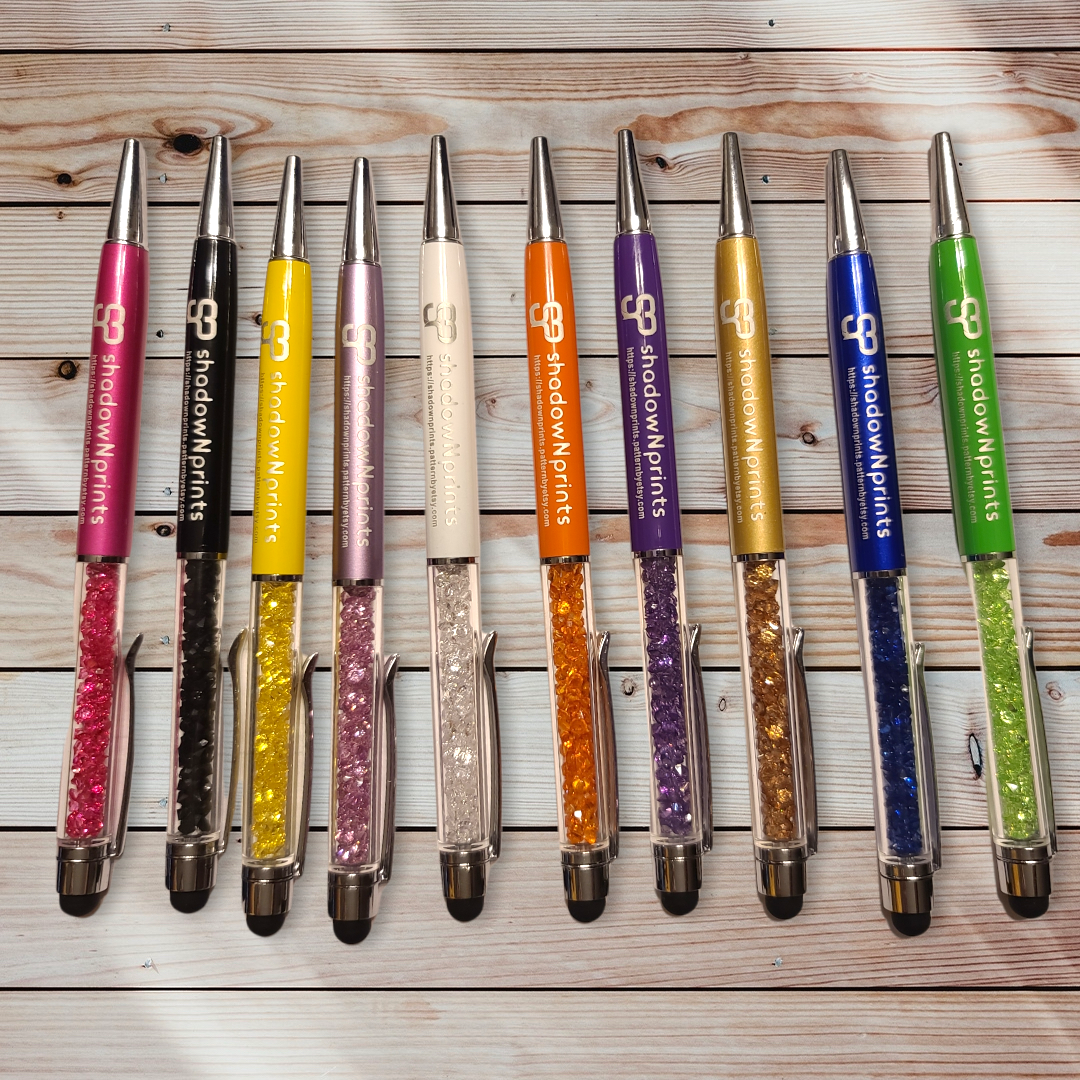 Crystal Pen, stylus, pen, gem pen, jewel pen,, writing utensil, logo pen, Journaling,ballpoint pen, stylus pen, shadownprints pen