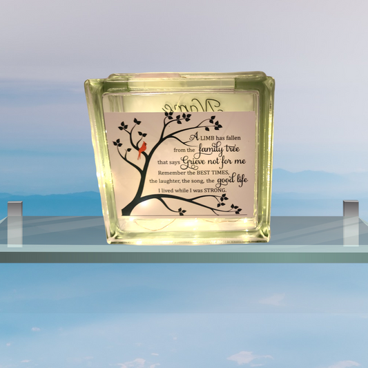 Memorial glass square, Grief glass square, Mourning glass box, LED Memorial, condolence gift, Deceased Memorial, Remembrance box