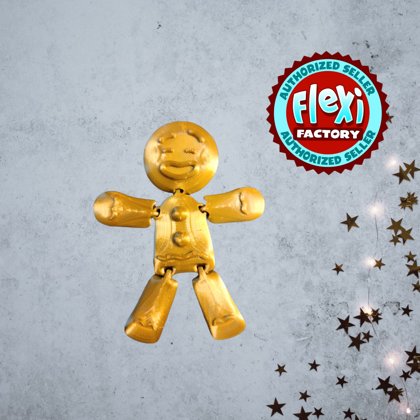 Gingerbread man, 3d print, christmas ornament, stocking stuffer, Christmas, holiday gift, 3d ornament, 3d gift, flexi factory, keepsake