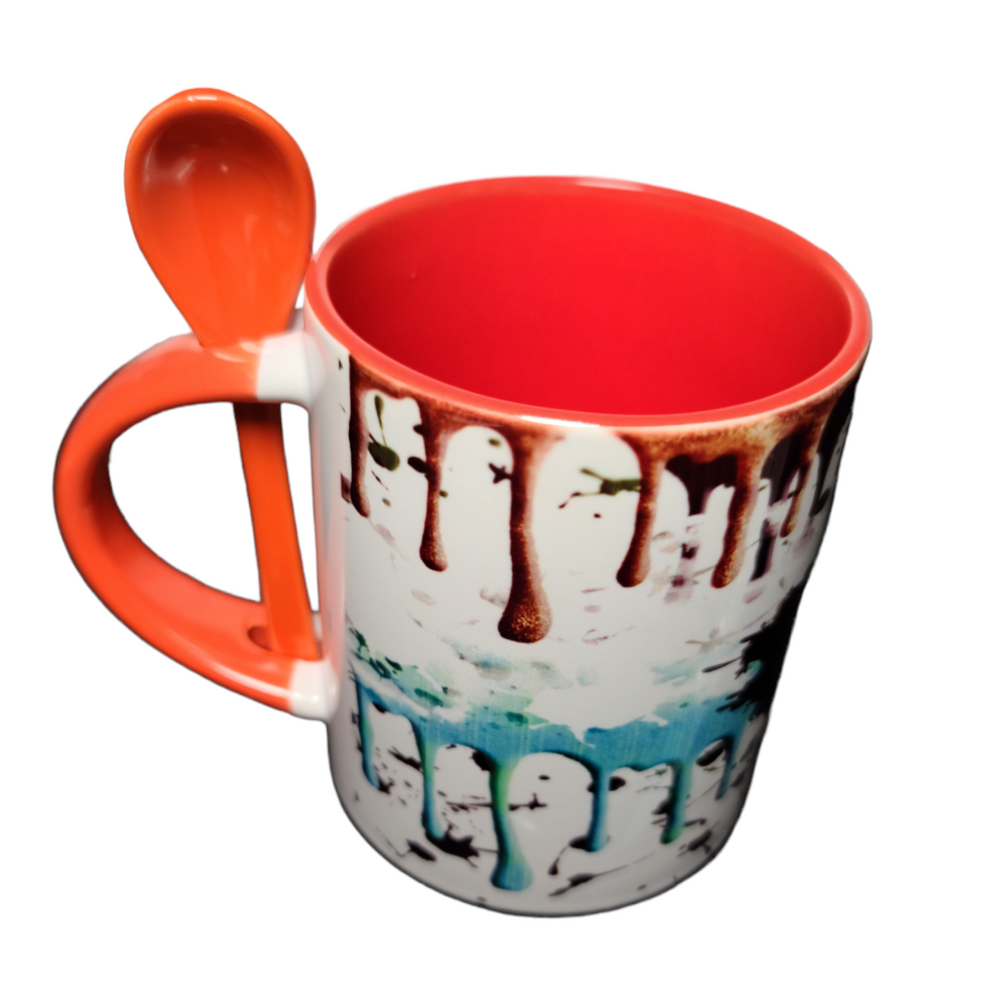 Halloween mug with spoon, Tea cup, trick or treat, Coffee mug, Spooky gift for kid, Halloween Treat, drinkware, Boo mug, orange cup