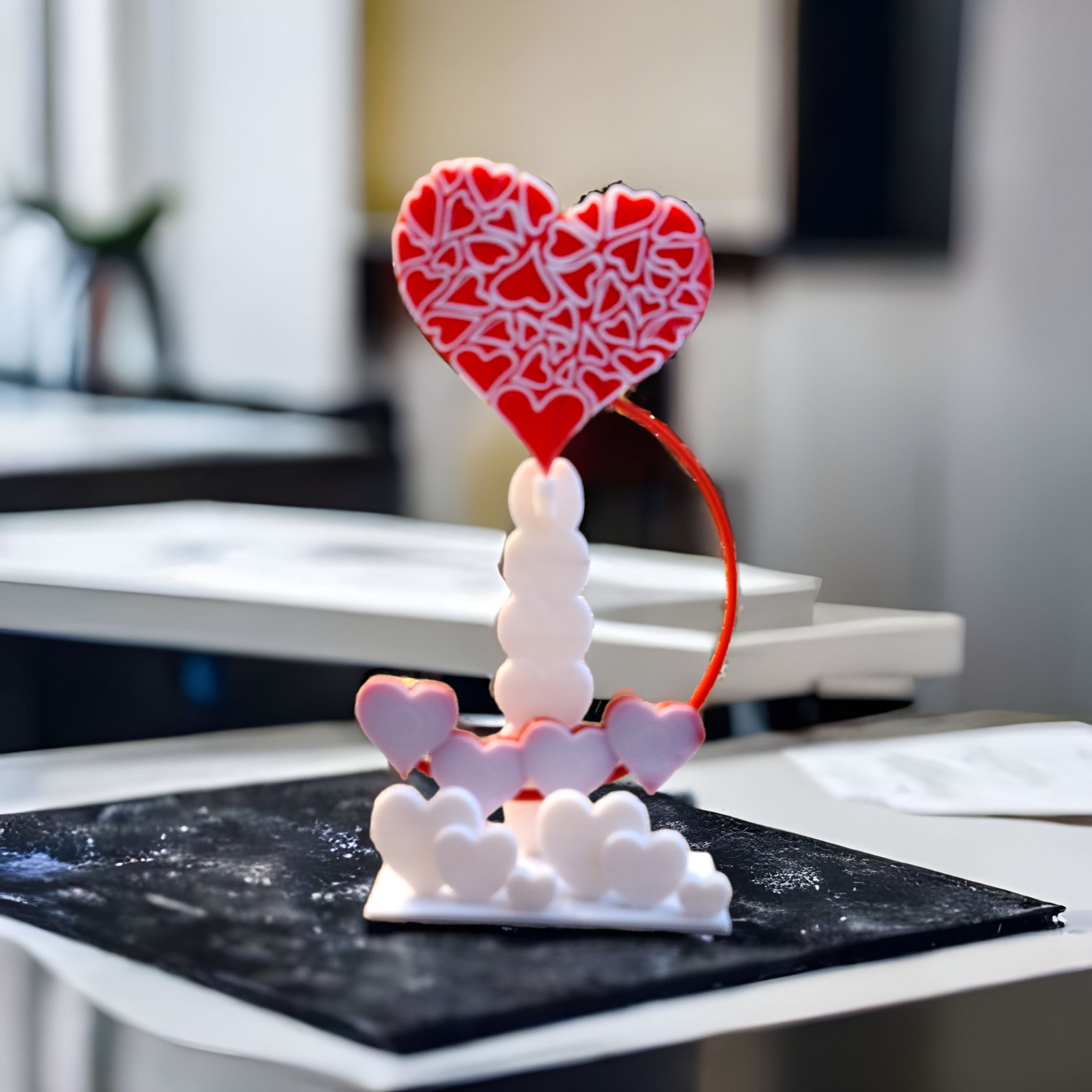 3d print heart desk rocker, Valentines Day, love party decor, heart desk toy, 3dprintbunny, sensory item, adult desk fidget, Romantic theme