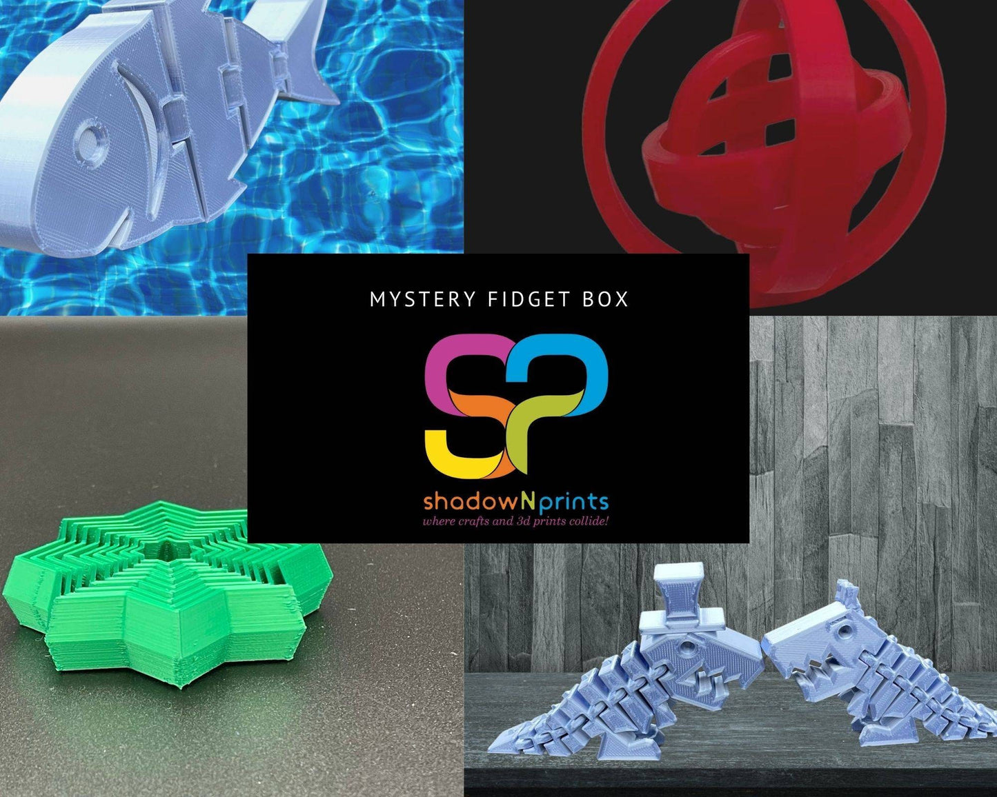 Fidget Mystery Box, 3d print, Fidget, shadowNprints, 3d print Fidget Box, Surprise Fidget Box, Mystery Box, 3d Fidget Mystery Box, gift